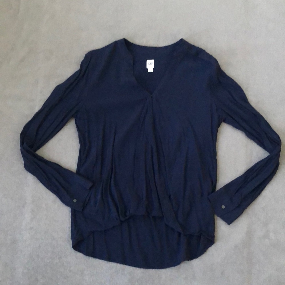 GAP Navy V Neck Long Sleeve Dress Shirt XS